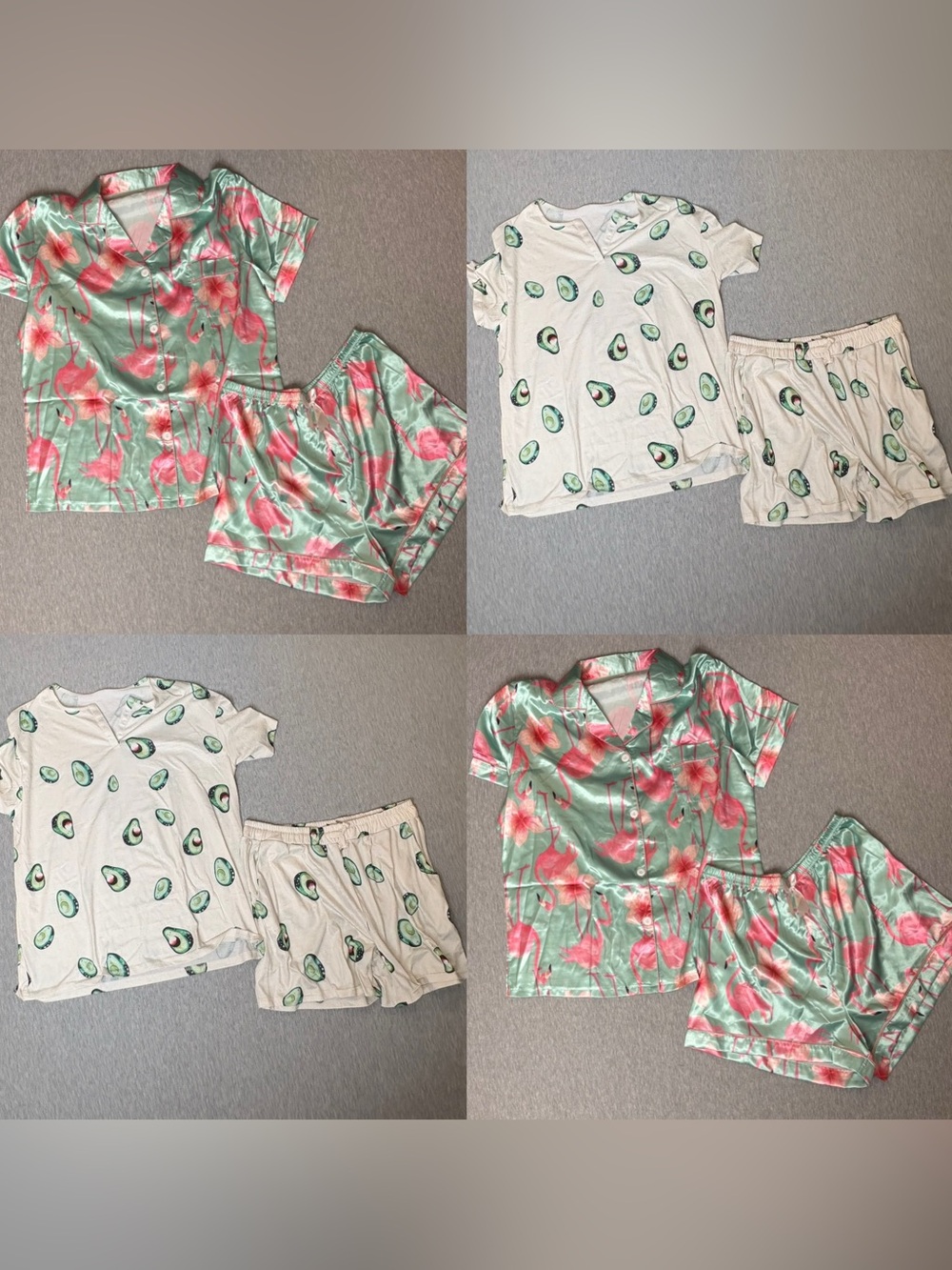 Women’s Pajama Sets - Flamingo & Avocado Prints